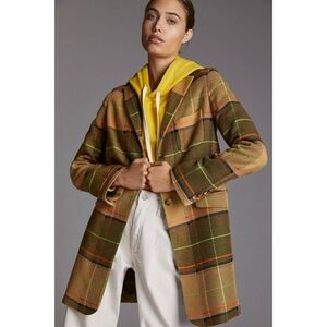 Anthropologie Plaid Coat with Hood